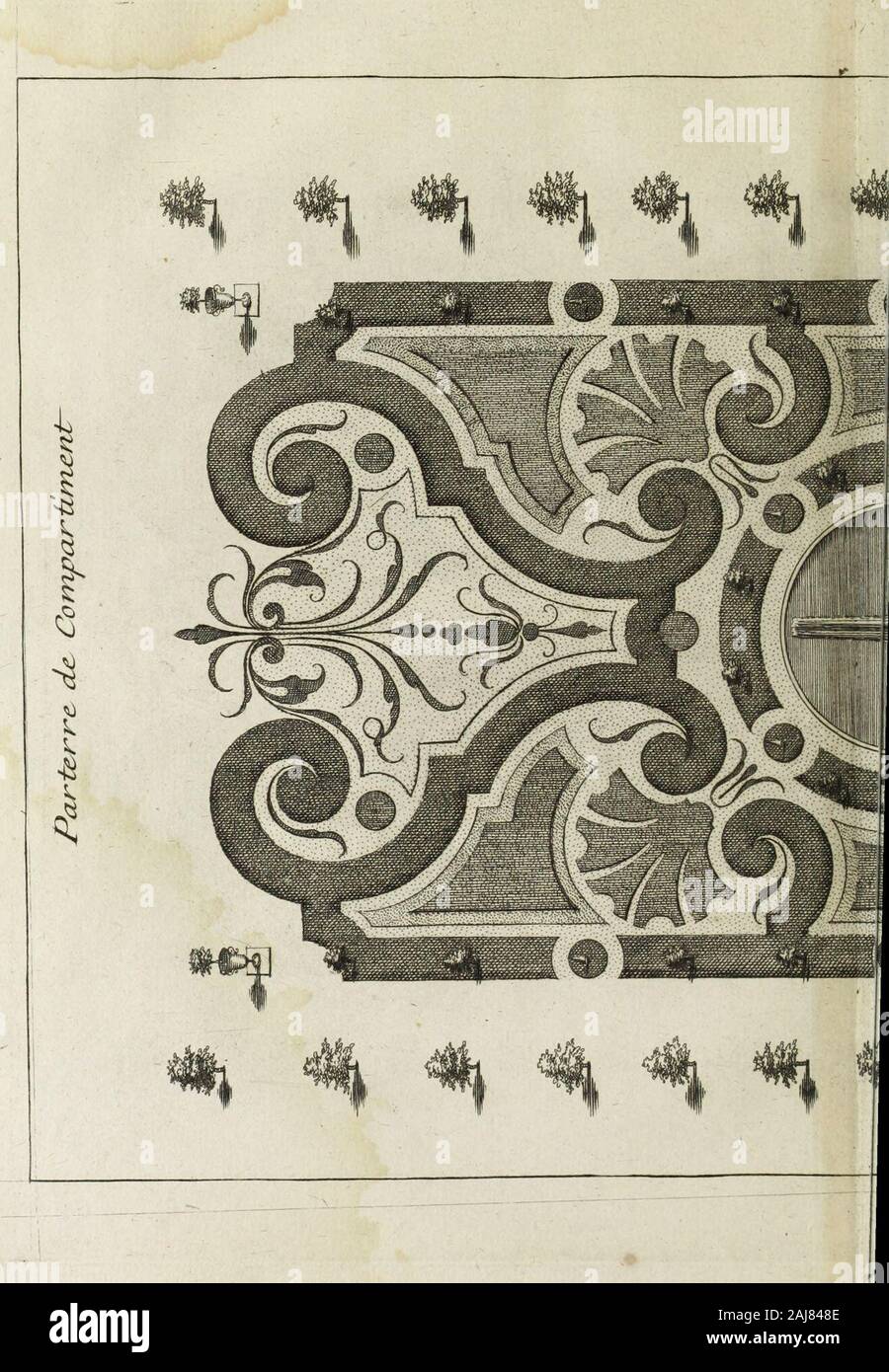 La theorie et la pratique du jardinage : , comme sont les parterres, les bosquets, les boulingrins, &c : contenant plusieurs plans et dispositions generales de jardins, nouveaux desseins de parterres .. & Autres ornemens serviteur à la decoration & embélissement des jardins : avec la maniere de terrain s .. . Banque D'Images