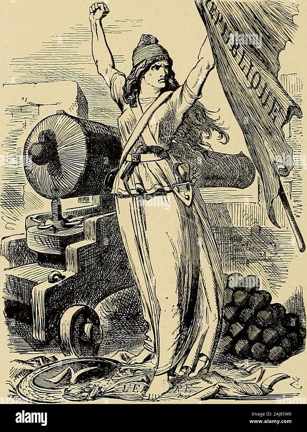L'histoire du dix-neuvième siècle dans la caricature . Un duel à mort.Par Tenniel dans Punch. le Prince Impérial à l'avant fait l'objet d'une caricature pathétique et verypretty appelé deux mères. Il showsthe Impératrice ses adieux à son fils, tandis que la France, l'asanother mère pleurant, dit : Ah, madame, un surehappiness pour vous, tôt ou tard ; mais il y avait très chers fils ofmine à qui je vais jamais voir de nouveau. Chapitre XXII LA DÉBÂCLE après l'engagement sans importance à Saarbriickdisaster ont commencé à tomber d'épaisseur et rapide sur l'Frencharms, et bientôt nous trouver Punch en reprenant de l'theidea Banque D'Images