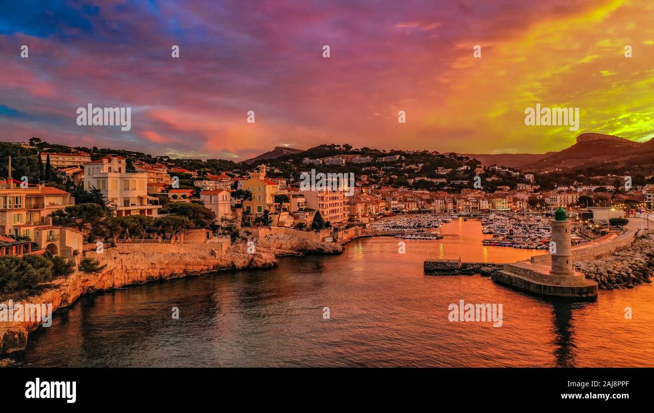 Le port de Cassis Sunrise Banque D'Images