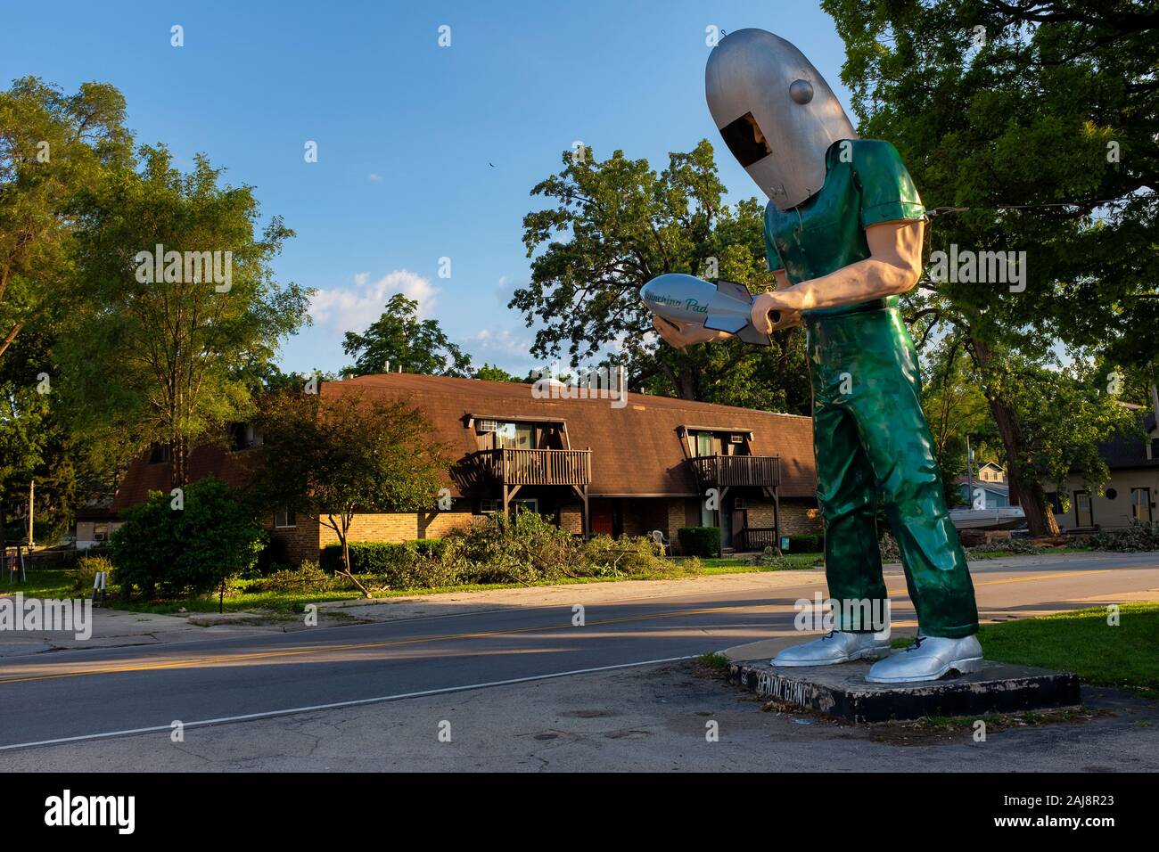 Wilmington, Delaware, USA - 5 juillet 2014 : La statue géante de Gemini, le long de la route 66, dans la ville de Wilmington, état de l'Illinois, USA. Banque D'Images