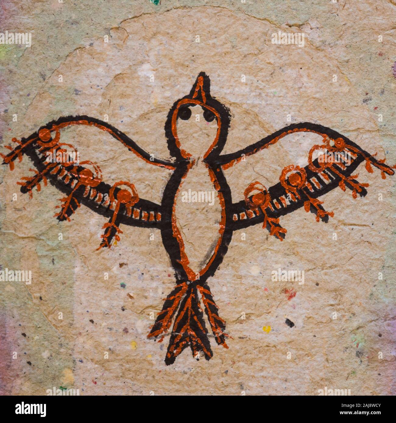 Peinture d'une puissance chamanique animal dans la forme d'un oiseau. Banque D'Images