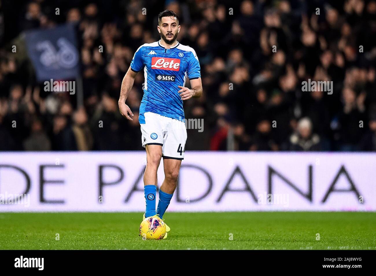 Reggio Emilia, Italie. 22, décembre 2019 : Kostas Manolas de SSC Napoli en action au cours de la série d'un match de football entre l'US Sassuolo et SSC Napoli. SSC Napoli 2-1 plus de US Sassuolo. Credit : Nicolò Campo/Alamy Live News Banque D'Images