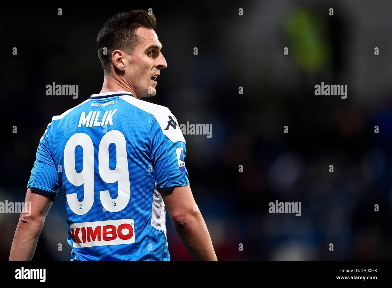 Reggio Emilia, Italie. 22, décembre 2019 : Arkadiusz Milik du SSC Napoli ressemble au cours de la serie d'un match de football entre l'US Sassuolo et SSC Napoli. SSC Napoli 2-1 plus de US Sassuolo. Credit : Nicolò Campo/Alamy Live News Banque D'Images