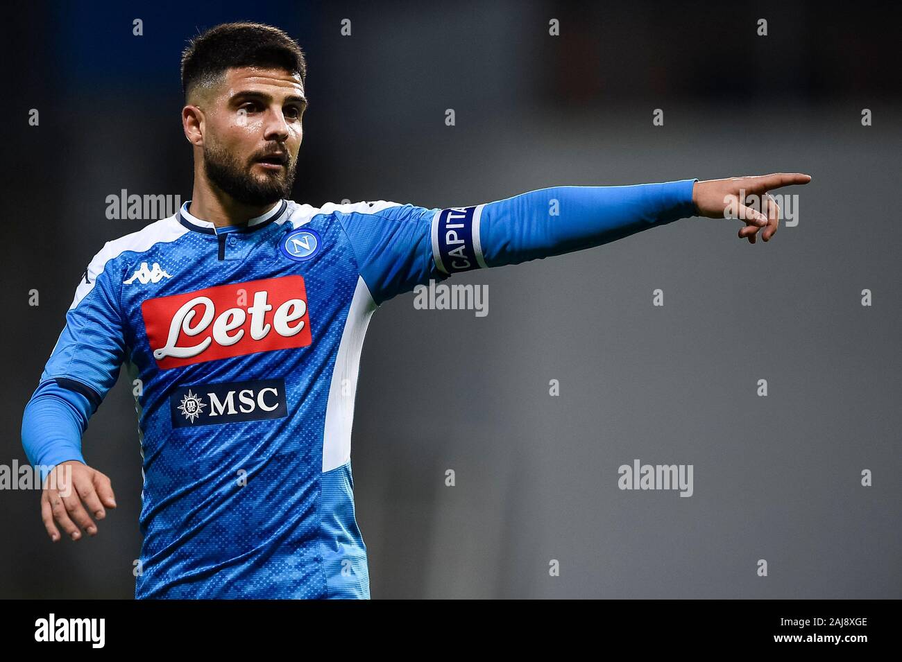 Reggio Emilia, Italie. 22, décembre 2019 : Lorenzo Insigne de gestes au cours de la SSC Napoli Serie A match de football entre l'US Sassuolo et SSC Napoli. SSC Napoli 2-1 plus de US Sassuolo. Credit : Nicolò Campo/Alamy Live News Banque D'Images