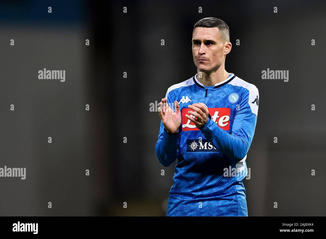 Reggio Emilia, Italie. 22, décembre 2019 : Jose Maria Callejon de gestes SSC Napoli à la fin de la série d'un match de football entre l'US Sassuolo et SSC Napoli. SSC Napoli 2-1 plus de US Sassuolo. Credit : Nicolò Campo/Alamy Live News Banque D'Images