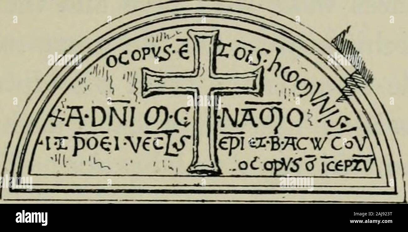 La Dalmatie, l'Istrie et Quarnero, avec Cettigne au Monténégro et l'île de Grado . T.G.J. S.Quirino . Ch. XXTI.] Veglia : Château de l'Frafigipani. 153 l'interprétation de ce qui a, je pense, m'moretrouble que celle de tout autre en Dalmatie (Fig. 89).. Fig. 89. Les VPO AOC EsT 0;h/YLujus COMwVNIS iIS&gt;" Knno DowiNI J • • • M C n"A^TewiPOrE lohannis es(mois • YECLensiS TSPiscopl ETBartholomaei YYidonis QOmitum Yenetorumhoc AC VPO eSt CEPTV J"/n. Si j'ai lu il compris qu'il contient une nouvelle mention ofBishop Jean le constructeur de l'église, et donne aux usthe 1190 date. À l'obtention d'un diplôme de 1186, contai Banque D'Images