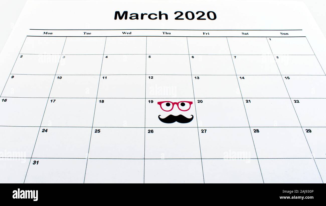 Page de calendrier avec un design créatif le 19 mars des pères jours. Heureux Pères Jours concept. Banque D'Images