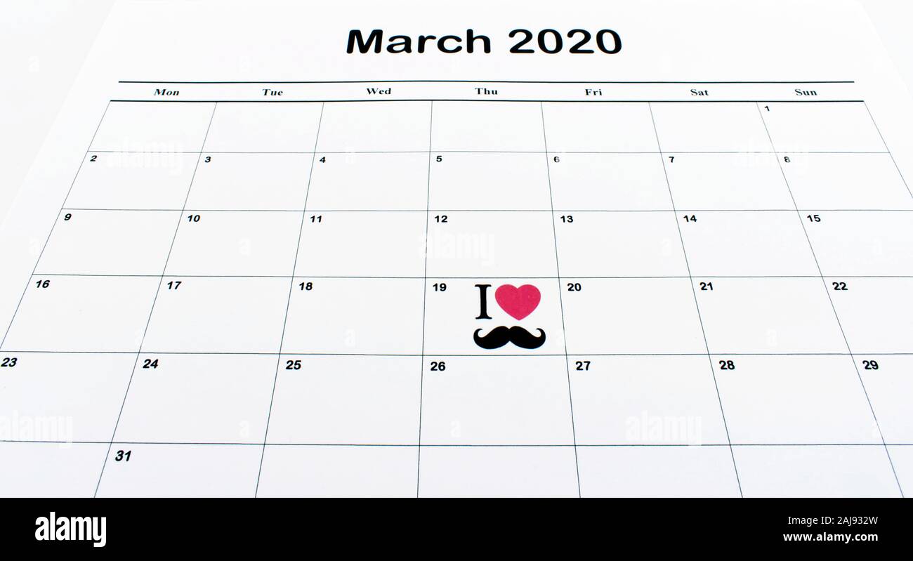 Page de calendrier avec un design créatif le 19 mars des pères jours. Heureux Pères Jours concept. Banque D'Images