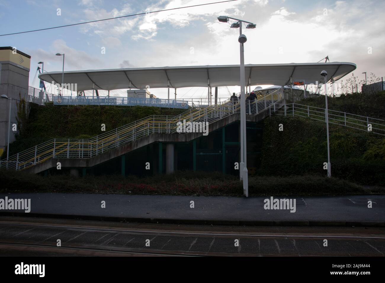 La station de métro de la plate-forme Campus Etihad à Manchester en Angleterre 2019 Banque D'Images