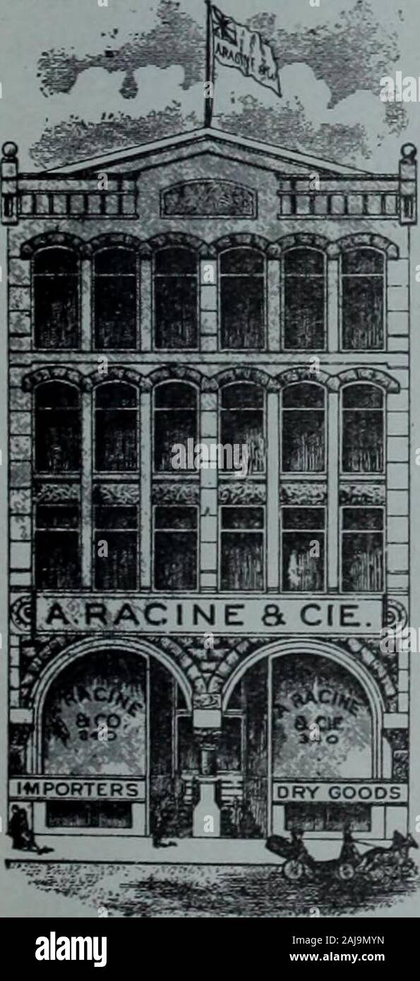 Tissus et nouveauts 1900 . EL M'ANNONCE•- Qualité Garantie.Les GANTS PERRIN ont obtenu le GRAND PRIX à lExposition de Paris de 1900. Nous avons maintenant un stock très bien assorti, et nous serions heureux de recevoir vos commandes. PERRIN FRERES & Cie, 5, place Victoria, Montréal. C. X. TRANCHEMONTÀKNE Importateur de SERGES Tentures NOIRES. MELTONS, VECUNAS, les Castors, les CHEVIOTS, RATINES, VENITIENS, FRIEZESCOVERTS OVERCOATINGS,RAYÉS, caudales réversibles. Fournitures en tous genrespour Marchands  = Tailleurs de tweed,anglais,ECOSSAIS CANADIENS. SPECIALITES : Velours, Cachemire, ETOFFES UNE ROBESET BOUCLÉS P Banque D'Images