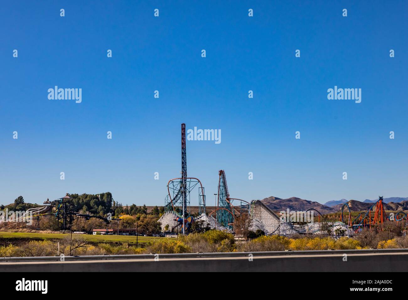 Six Flags Magic Mountain amusement park à Valencia California USA Décembre 2019 Banque D'Images