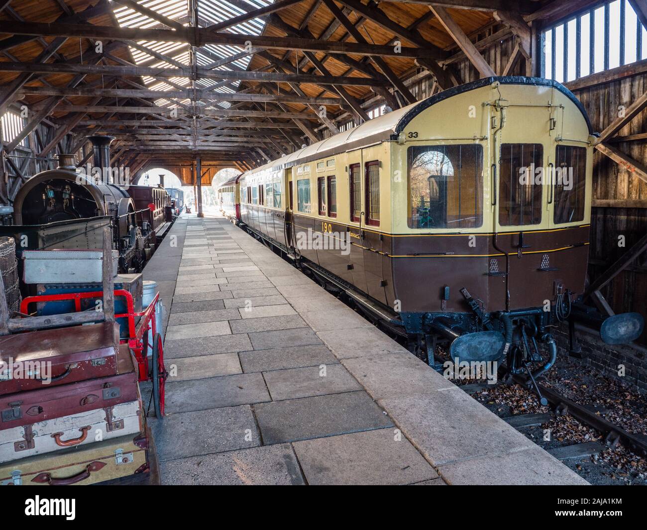 Collett Auto Trailer, Didcot Railway Center, Oxfordshire, Angleterre, Royaume-Uni, Gb. Banque D'Images