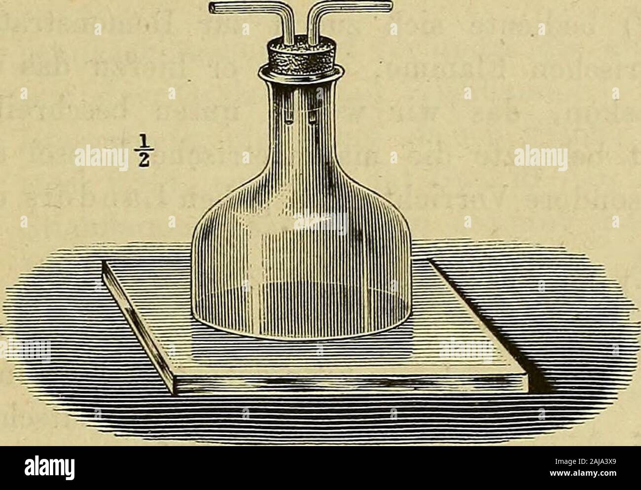 Physiologische Methodik : Ein Handbuch der praktischen Physiologie . il derselben. y. Der Einfluss auf die Grase. Herzbewegung Homme bringtdas Glasglocke Herz unter eine, die mit einem Tubulus versehen ist. L'indem Tubulus befindet sich ein durchbohrter Kautschukpfropf mitzwei Glasröhren doppelt. Glasröhre die eine führt zu einem oder zueinem Gasentbindungsapparate gazomètre, Die andere mündet frei, fig. 434, V2 iiat. Gr. Das Herz wird auf eine ?  ? Glasplatte gelegt die glocke, Glas- gestülptund Randderselben ringsum darüber der mit Fett bestri-chen. Mende-einströ durch das ist die gaz atmo-sphäris Banque D'Images