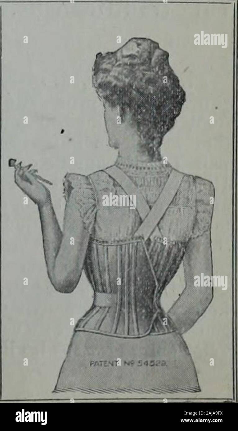 Tissus et nouveauts 1900 . Est supérieur au corset, pour les raisons  suivantes : Il est gracieux et de coupéparfaite, durable, aisé et  confortable. Pas de devant, dur, de bus sur les