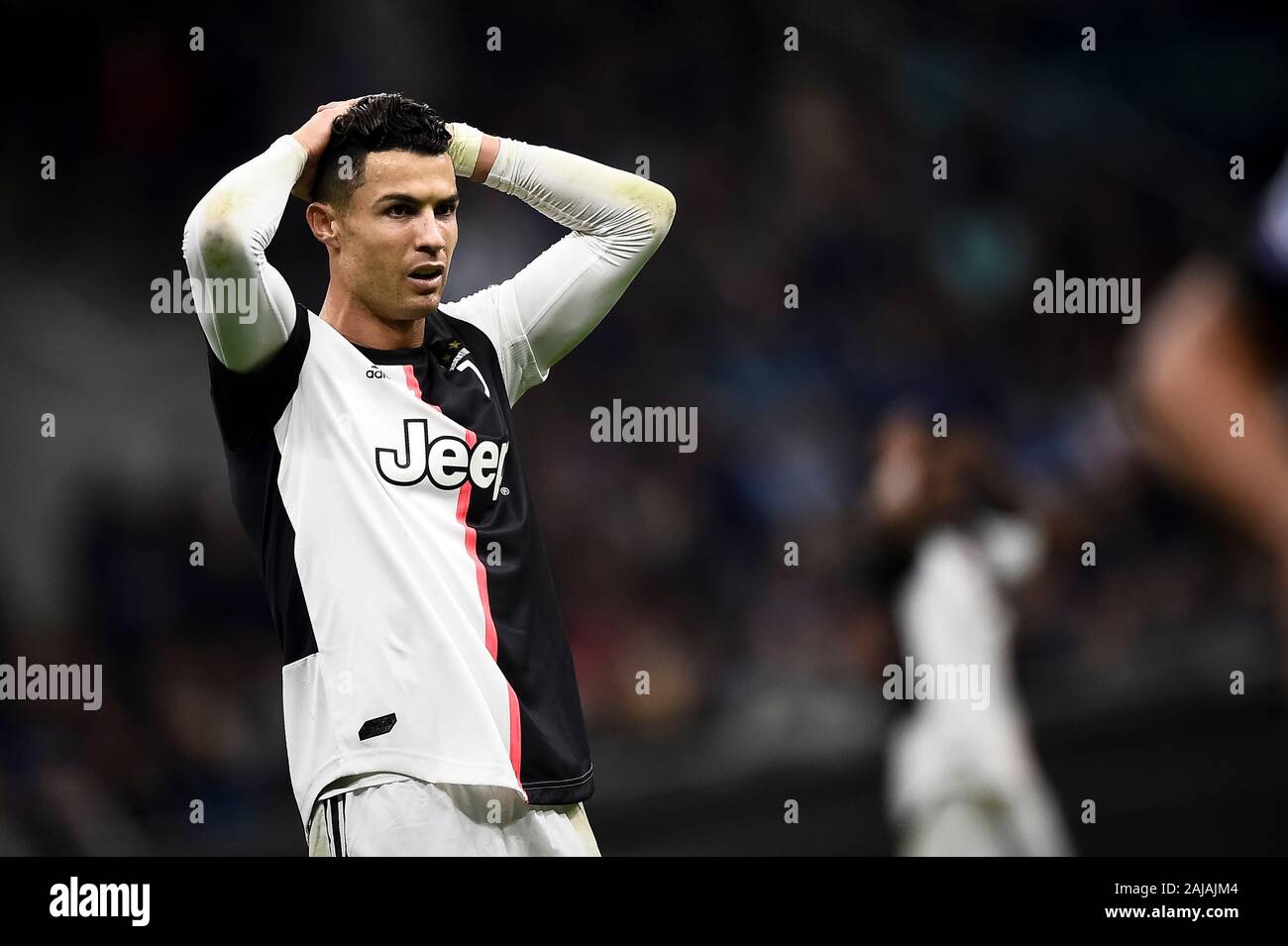 Milan, Italie. 6 octobre, 2019 : Cristiano Ronaldo de la Juventus a l'air abattu au cours de la série d'un match de football entre l'Internazionale FC et la Juventus. La Juventus a gagné 2-1 sur le FC Internazionale. Credit : Nicolò Campo/Alamy Live News Banque D'Images