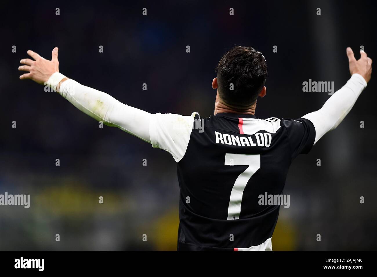 Milan, Italie. 6 octobre, 2019 : Cristiano Ronaldo de la Juventus réagit au cours de la série d'un match de football entre l'Internazionale FC et la Juventus. La Juventus a gagné 2-1 sur le FC Internazionale. Credit : Nicolò Campo/Alamy Live News Banque D'Images