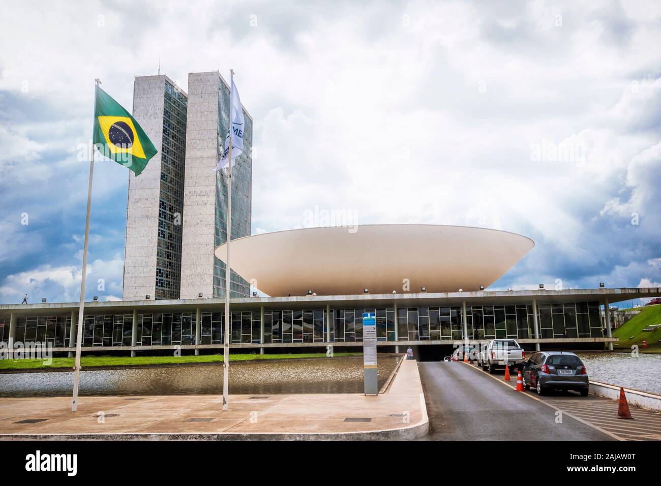 Palais des Congrès national brésilien à Brasilia, capitale du Brésil. Banque D'Images