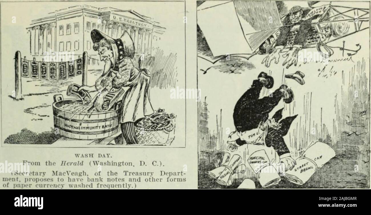 Examen des évaluations et de travail du monde . Pourquoi, J'ai pensé qu'ALI, expositions perdu de l'argent. Du Chef (Cleveland). Les caricaturistes de yiFW POINT. 297. Jour de lavage. À partir de l'Ilcnild (Washington, D. C). (Socrotary MacVeiigh. d Le Conseil du Trésor-Dopart nipiit. liavc propose lo les billets de banque et d'autres formsof monnaie papier lavés souvent.) Banque D'Images