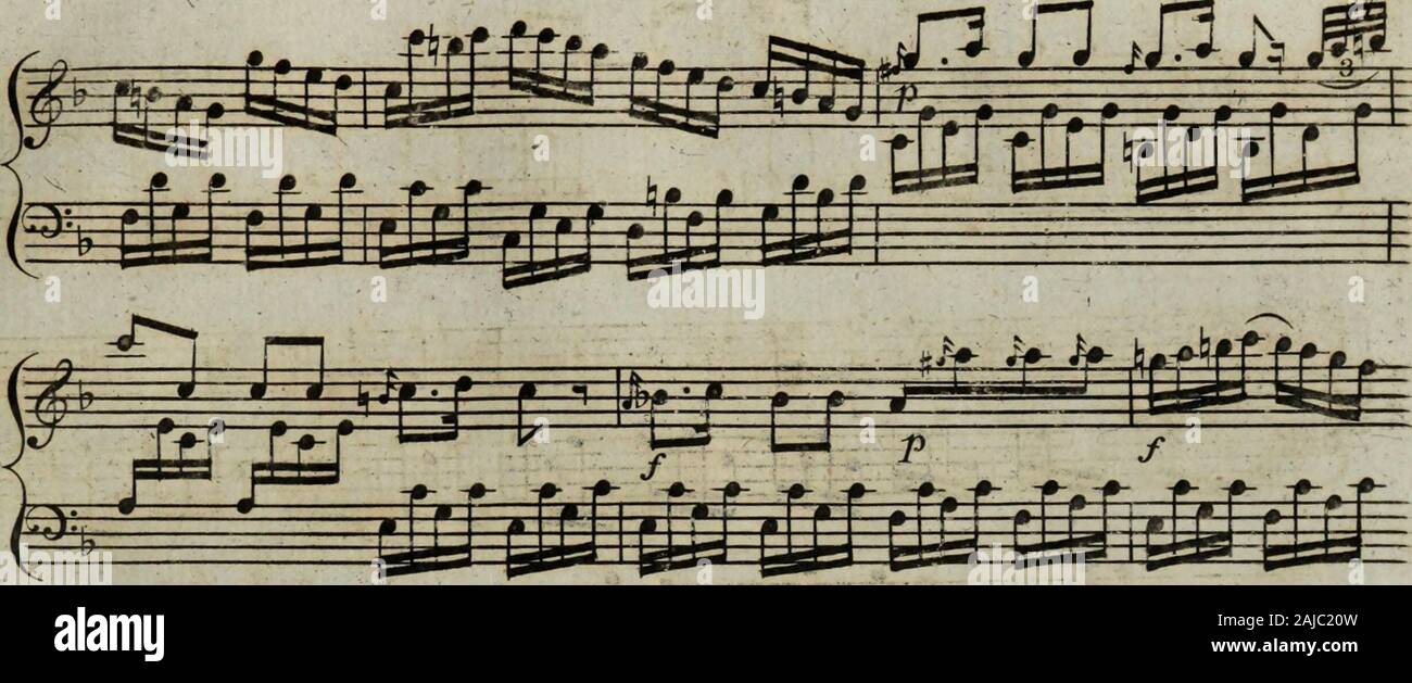 Six sonates pour la harpe avec accompagnement d'un violon ou flûte obligée, tres faciles a éxécuter, elles peuvent aussi se jouer seules d'autant qu'elles contiennent beaucoup de petits airs . r* n &gt;j !j'^ jj u. Banque D'Images