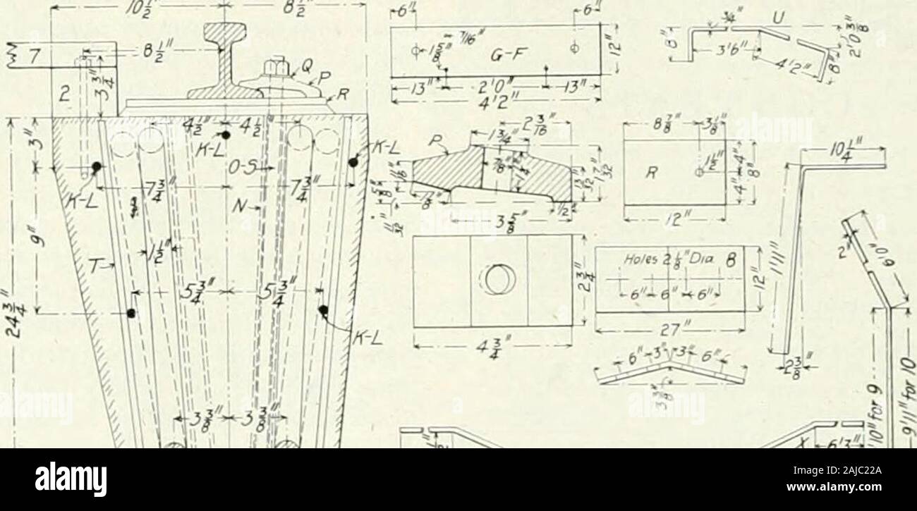 Engineering et de passation de marchés avec des ponts . der culées. Le béton armé et les ponts à chevalets lestrois vis avec culées en béton thatare visées au présent article ont été con-structed près de Easton. Pa., par M. M. P.McGrath, entrepreneur général, de ce lieu.L'entrepreneur ou son ingénieur, M. J. F.Mooney, supervisait le travail de sorte que l'homme whileone était employé comme aforeman nominalement et a reçu 2,75 $ par jour, comme le heworked generallyhe ; d'autres ouvriers a été chargé de la mise en place ou la finition. être échelonné avec ceux de l'otherrail. Cette construction a donné d'excellents résultats à nouveau dans une opération Banque D'Images