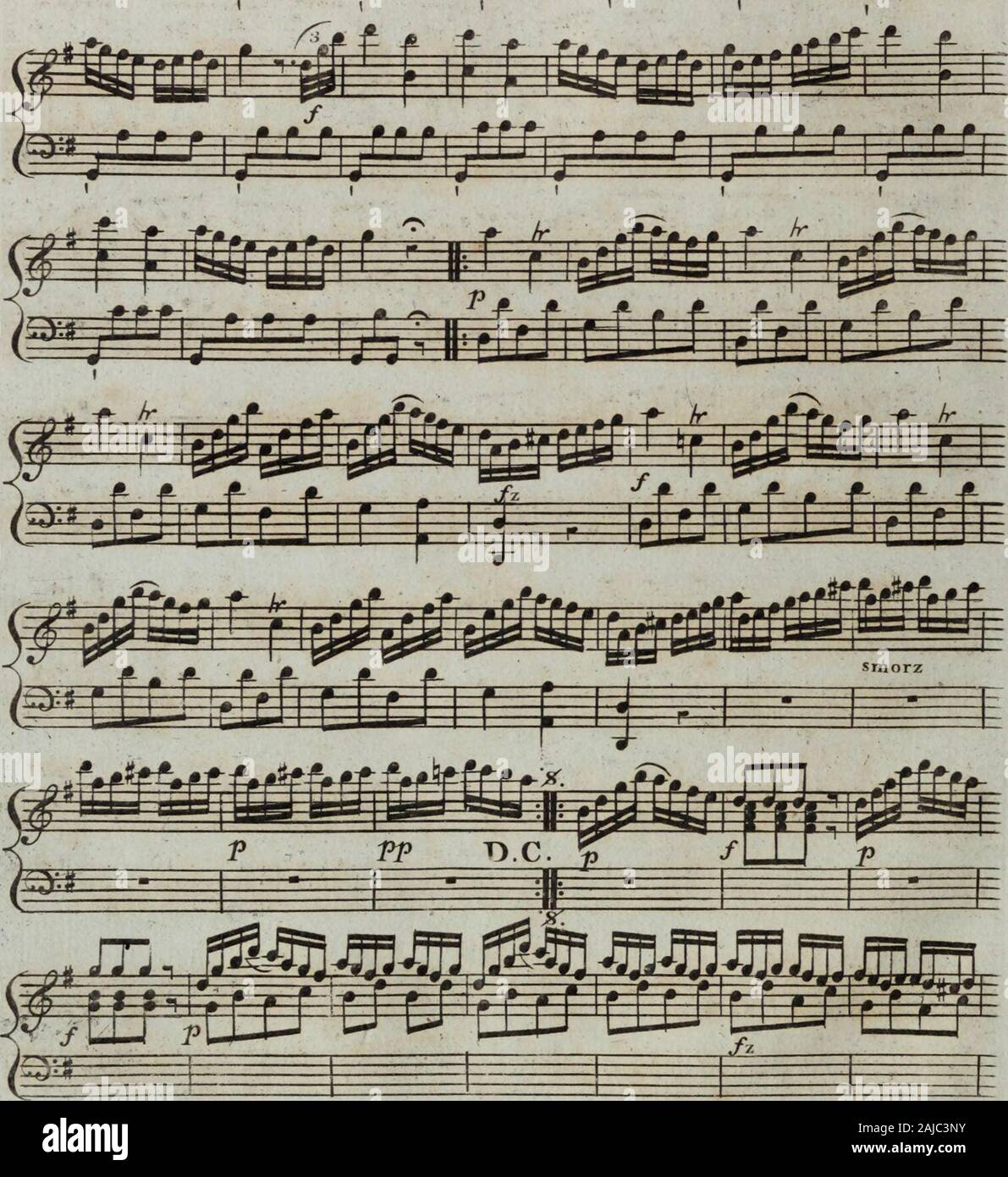 Six sonates pour la harpe avec accompagnement d'un violon ou flûte obligée, tres faciles a éxécuter, elles peuvent aussi se jouer seules d'autant qu'elles contiennent beaucoup de petits airs tmm .^mm^j&mo^^ w f a * 9 Banque D'Images