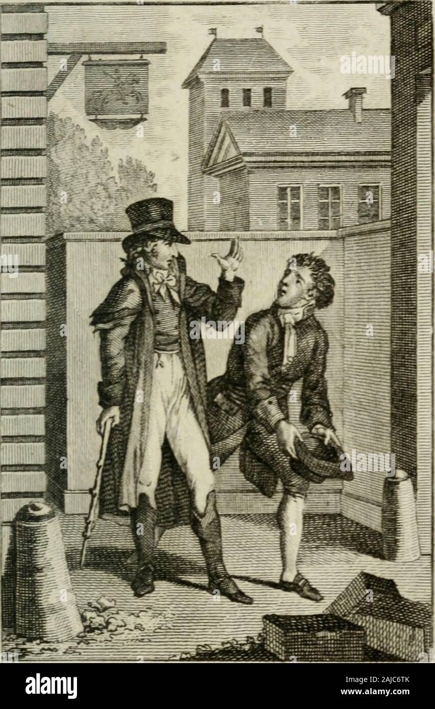 Voyages en France et autres pays, par Racine, La Fontaine, Regnard, Chapelle et Bachaumont, Hamilton, Voltaire, Piron, Gresset, FlÃ©Chénier, Lefranc de Pompignan, Bertin, Desmahis, BÃ©renger, Bret, Bernadin de Saint-Pierre, Parny, Bouffers, etc [PubliÃ©s par Pierre de la MÃ©sangÃ¨re] . es jusquÃ terre , dhaleiue desfe compliments Ã perte.Tout, a pris une autre face ( cesgens-lÃ sont accoutumÃ©s Ã ces re-virements-lÃ ) ; la confiance, fillede lÃ©galitÃ© , et lÃ©galitÃ©, fille deY incognito , ont disparu : moi monapothicaire poursuit avec le Ã®aucun voyage titre de marquis comme avec unlavement, et en Banque D'Images
