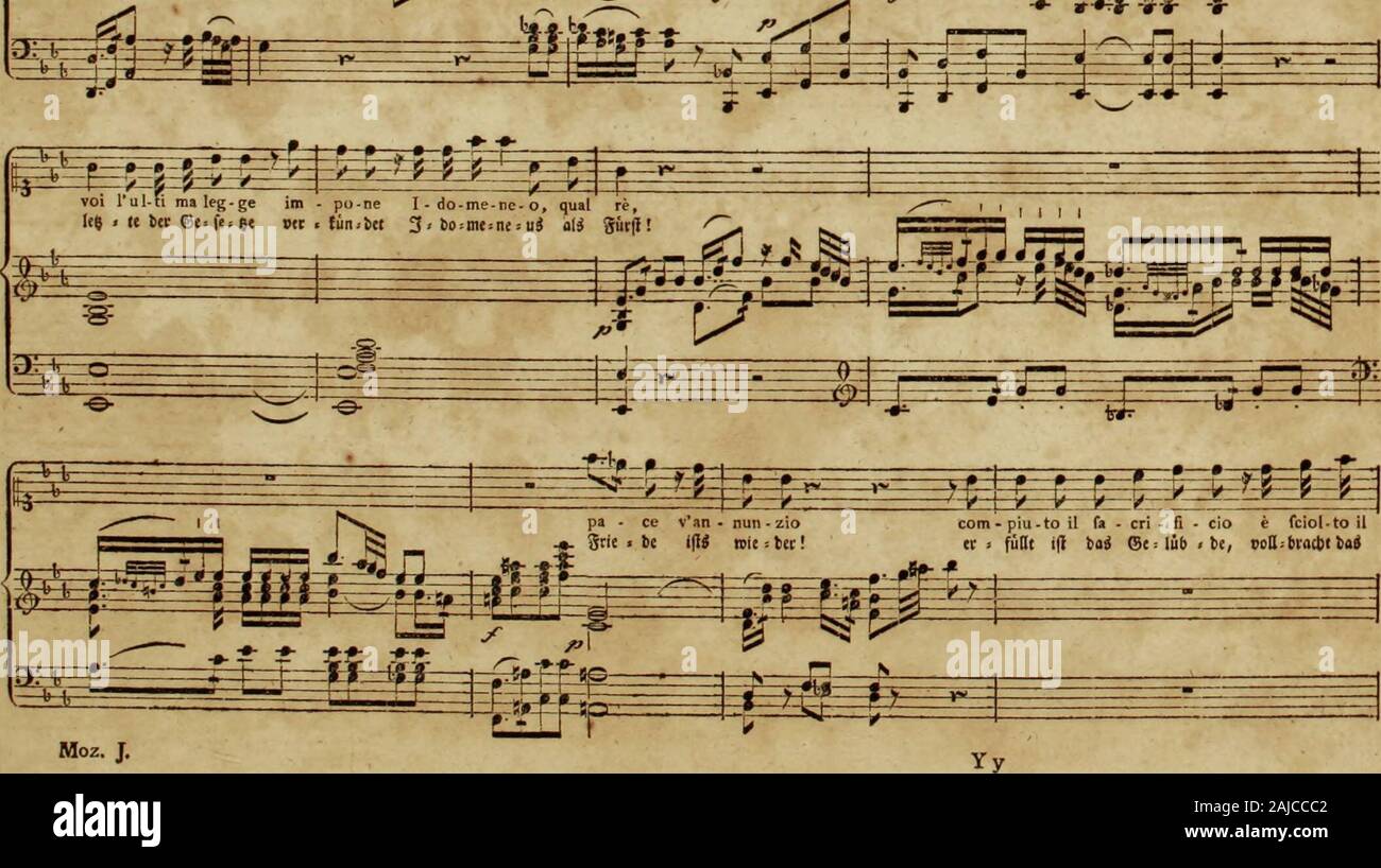 Idomeneo, rè di Creta : opera seria en tre Atti (K.366) = Indomeneus König von Creta : ernsthafte Oper de drey Aufzügen im Klavierauszuge .^^EtE fc fe. Po-po-li95M = ter. Bonjour r^r. Moz. J.• » ? : 178 Net JE-tU-no e tat-ti i néant-mi une nui.ftn.mrnngmi frtn pi *- _L_ -i ._ » . Je rer-ta che al-cen-no lo - ro je-ne- 6c(k" isit ifc.-Kin 2Binte 3 = t>o<mt" Banque D'Images