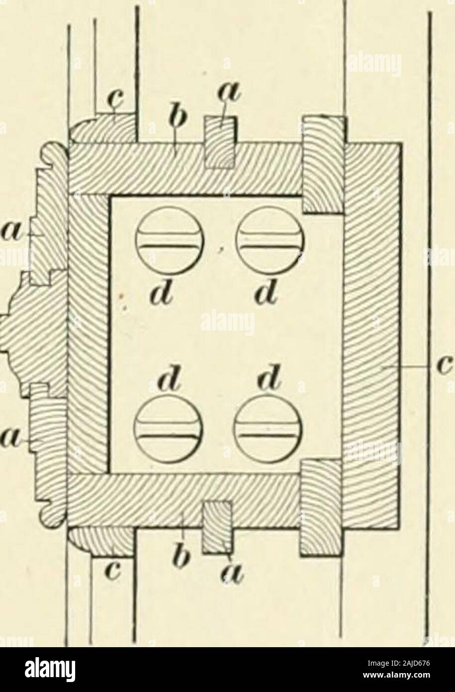 Un traité sur l'architecture et de construction de la fenêtre, l'ngle . à l'intérieur et l'extérieur d'une garniture de caisse cmust est un peu plus large que les mêmes détails sont dans asingle cadre. La poulie stiles b, l'arrêt-perles r, et l'un partingstrips sont détaillées précisément dans la même manière que dans une même image, butthe distance entre le stiles / beingfrom ; 4 à 5 pouces, afin d'accom-répondre les pondérations d, le casingsrequire à être proportionnellement plus grand tocover les articulations. La poche en thepulley stile peuvent exister sur un côté d'themullion seulement, que l'accès à tous les fourweights peut ainsi être facilement attai Banque D'Images