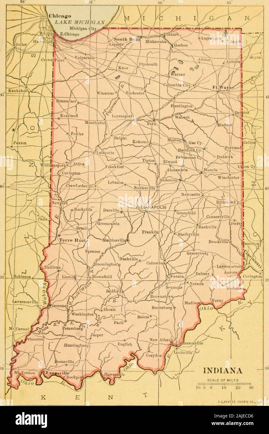 Histoire et gouvernement de l'Indiana .. . Y défait. Harrisons victoire à Tippecanoebroke la puissance indienne dans l'Indiana. Sujets ET QUESTIONS DE RÉVISION 1. Le nom de tribus indiennes principal au début de l'Indiana. Donner un compte les guerres avec les Indiens qui indique l'importance de (a) Waynesvictory à Fallen Timbers, {b) Le Traité de Greenville, (c) Tecumsehajad la bataille de Tippecanoe. 2. Comment les colons blancs traiter les Indiens ? Qu'est-ce que les mis-sionaries pour eux ? Comment leurs terres ont été obtenues par les blancs ?n les Indiens ont le droit de garder la terre ? Les débuts de l'État La Banque D'Images