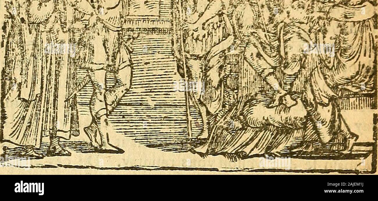 L'Hystoire des devx prevx tres nobles et tres-vaillans chevaliers Valentin et Orson : fils de l'Empereur de Grece, & nepueux du tres-vaillant & tres-Chrestien Roy de France, Pepin contenant plusieurs & diuerses matieres, comme vous pourrez veoir cy apres . M .- ^ *--je. ftenoitlecontrâiie Hauttroy,Vf & firentprendre cmprifonner ie Henry & le Chafteletde Patis & dedans depuis tindrent commevarletjde cutfine char & de luy fe fcruoyeni liaduint, n'HaufFioy luy Vne fois que commandade tourner vue broche : mais fatdefplaifant char qui leut la broche Ôc tel coup luy don-na que à tetre labbat Banque D'Images