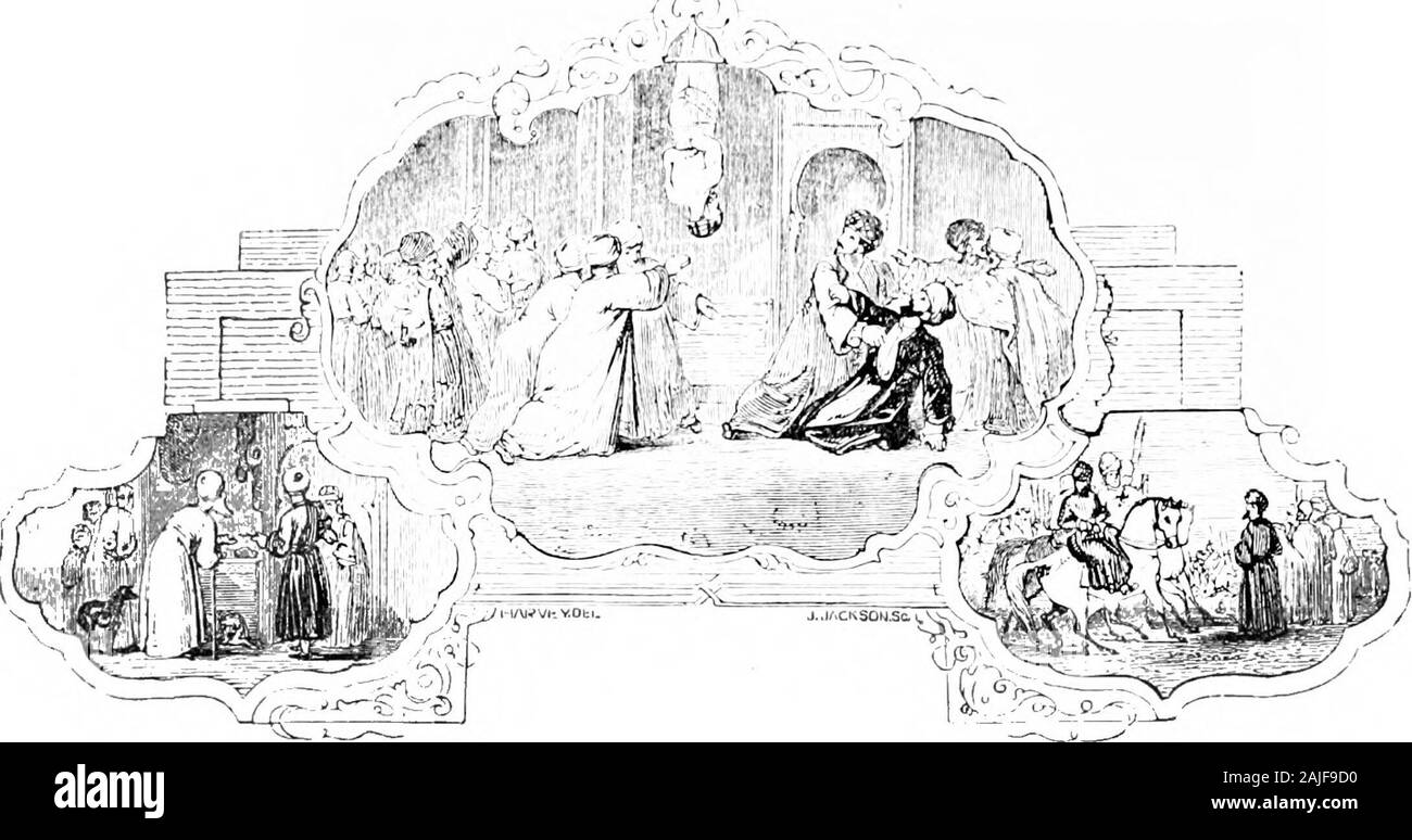 Les mille et une nuits (Volume 1) : communément appelé, en Angleterre, l'Arabian Nights' surf . Les barbiers HISTOIRE DE SON QUATRIÈME FRÈRE. Mon quatrième frère, O Prince des fidèles, a été l'un oeil(nommé el-El-Kooz Aswanee) : il était un boucher à Bagdad, et bothsold et élevés de la viande des agneaux ; et le grand et le riche a recourseto à acheter de lui leur viande ; de sorte qu'il a amassé de grandes richesses, et est devenu possesseur de bétail et des maisons. Ainsi, il a continué pour toprosper beaucoup de temps ; et comme il était dans sa boutique, un jour, lui thereaccosted un vieil homme avec une longue barbe, qui ont des mains de Banque D'Images