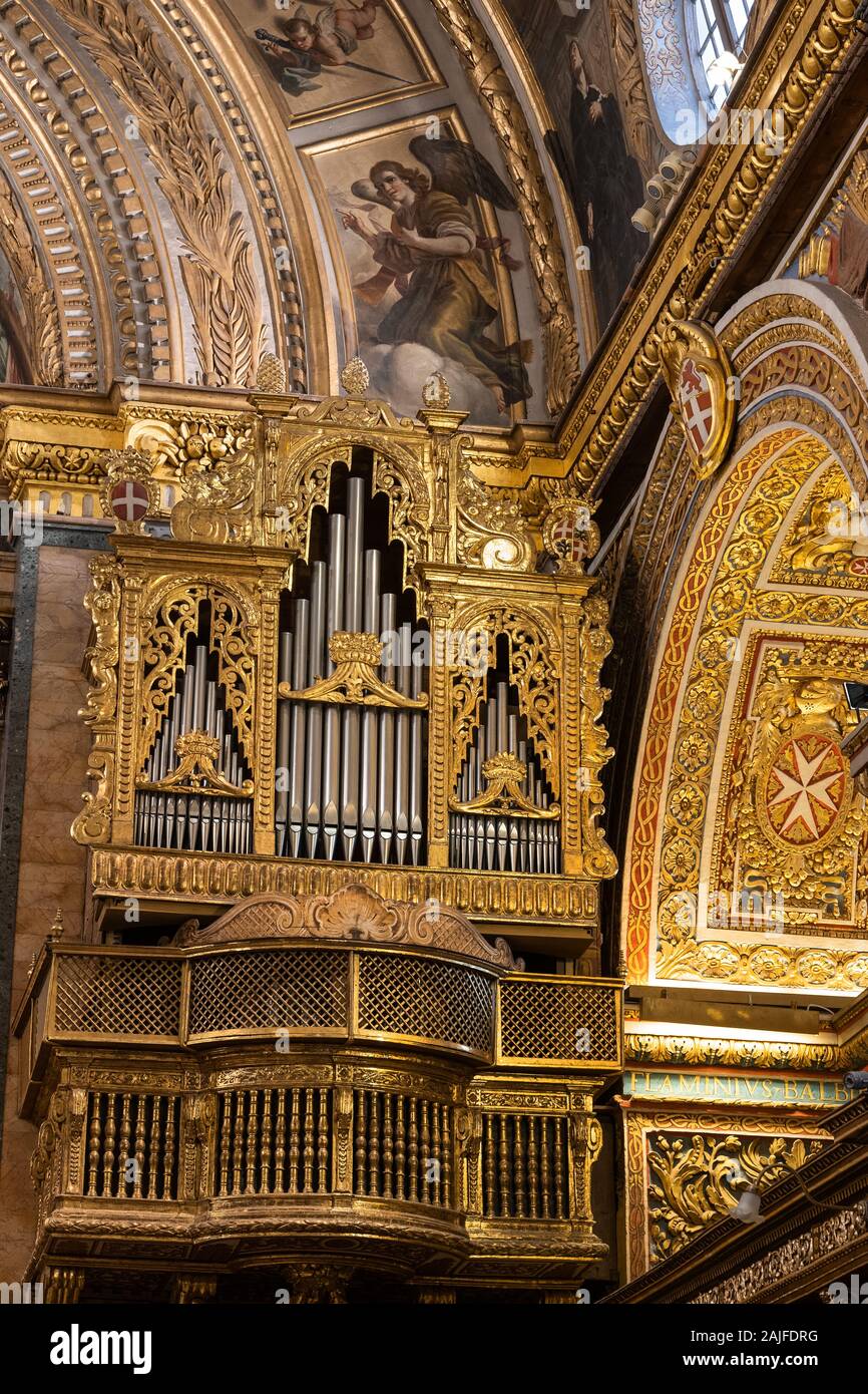 Orgue à St John's Co Cathédrale à La Valette, Malte Banque D'Images