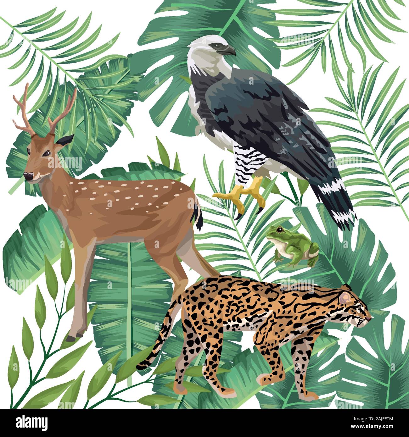 Groupe d'animaux sauvages et exotiques Illustration de Vecteur