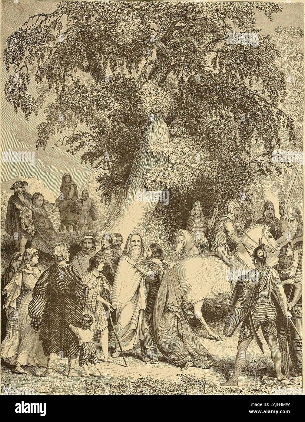 American art et American art collections ; essais sur des sujets artistiques . moi-je m&gt ; m GQ mo &gt;O o &Lt ; !. Rencontre DE JACOB ET DE JOSEPH. Gravée par J. A. ADAMS. De HARPERS ALLUMÉ EN BIBLE. AMERICAN ART 425 Bonner, et d'autres. Il était parti de quatre mois, à voir, l'apprentissage, et son ambition stimulée bywhat il a vu à plus d'énergie. Deux ou trois ans après son retour il a appelé (une copie d'acopperplate) et gravé un frontispice pour le Conseil du trésor de connaissances, publié dans Yorkby Nouveau James Conner : sur un petit duodecimo page un portrait en pied de Washington, dans une place si x2 pouces, entouré Banque D'Images