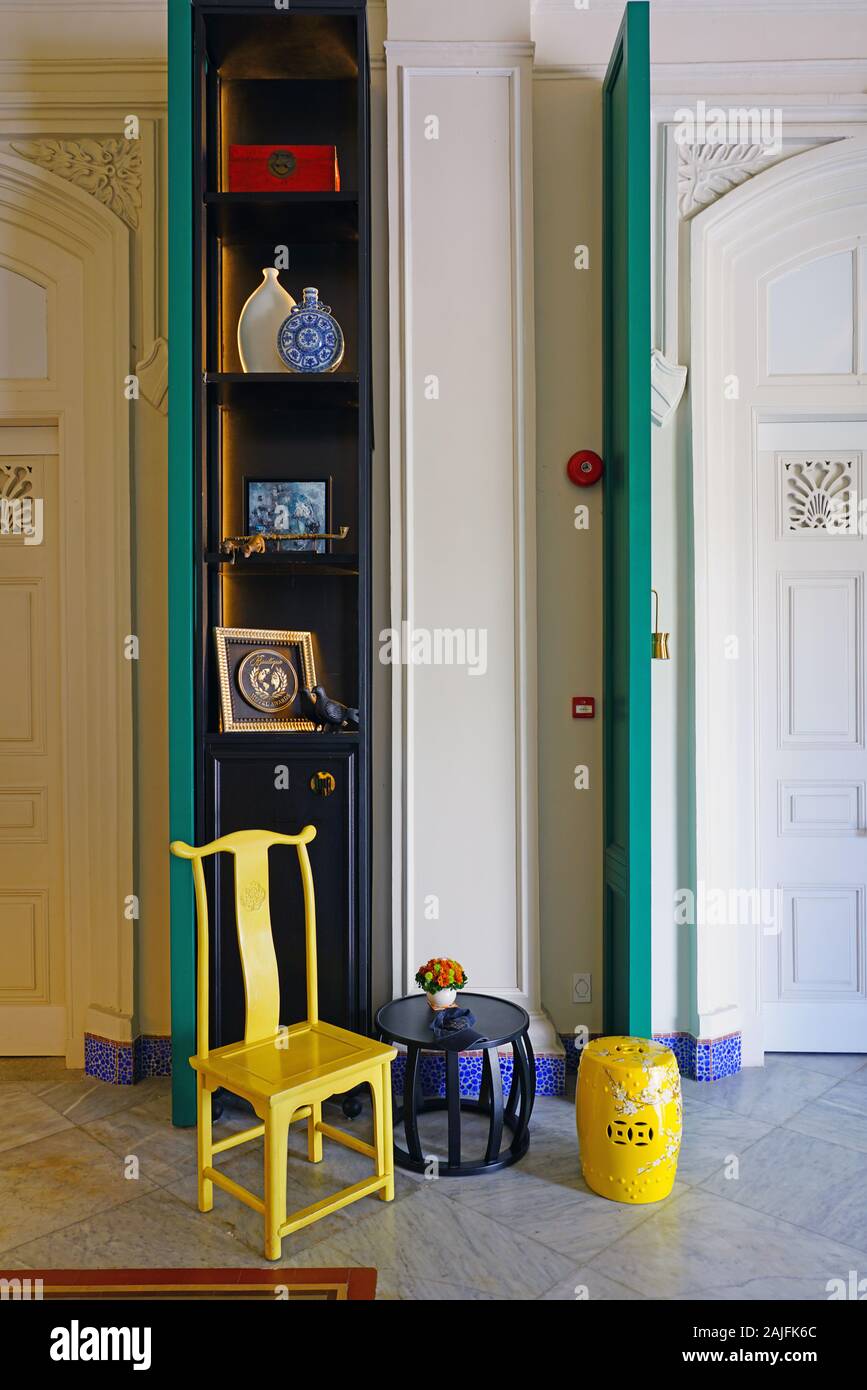 PENANG, MALAISIE -6 nov 2019- Avis de l'hôtel Edison George Town, un hôtel de charme dans une ancienne demeure coloniale dans la ville historique de George Town, Penang, m Banque D'Images