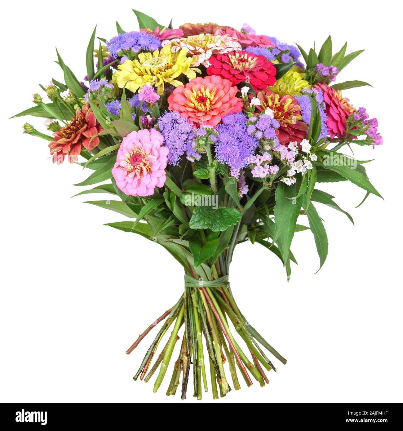 Bouquet de fleurs colorées avec dahlia et zinnia Banque D'Images