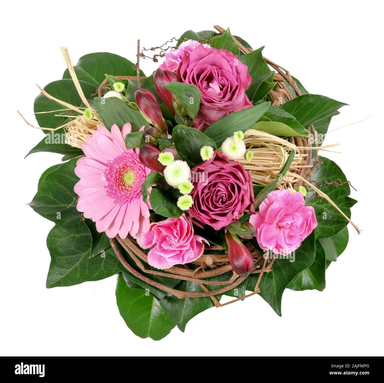 Bouquet de fleurs avec gerbera et roses Banque D'Images
