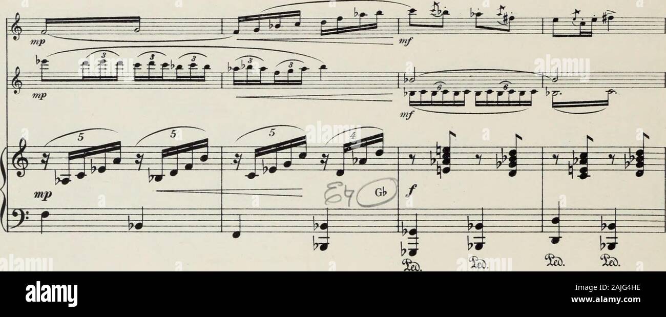 Suite pour flûte, violon et harpe, ou deux violons et piano  = Suite pour flûte, violon et harpe, ou deux violons et piano, op 6 . RCT- sc^^ ^ » Eb ^ ^. M sempre. Banque D'Images