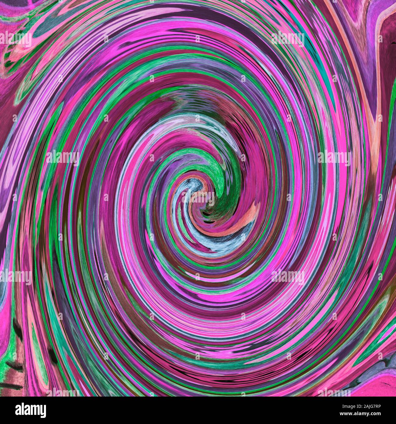 Abstrait coloré en spirale rose. La technique du badigeonnage près des bords donne un effet de flou en raison de la modification de la rugosité de surface du papier. Banque D'Images