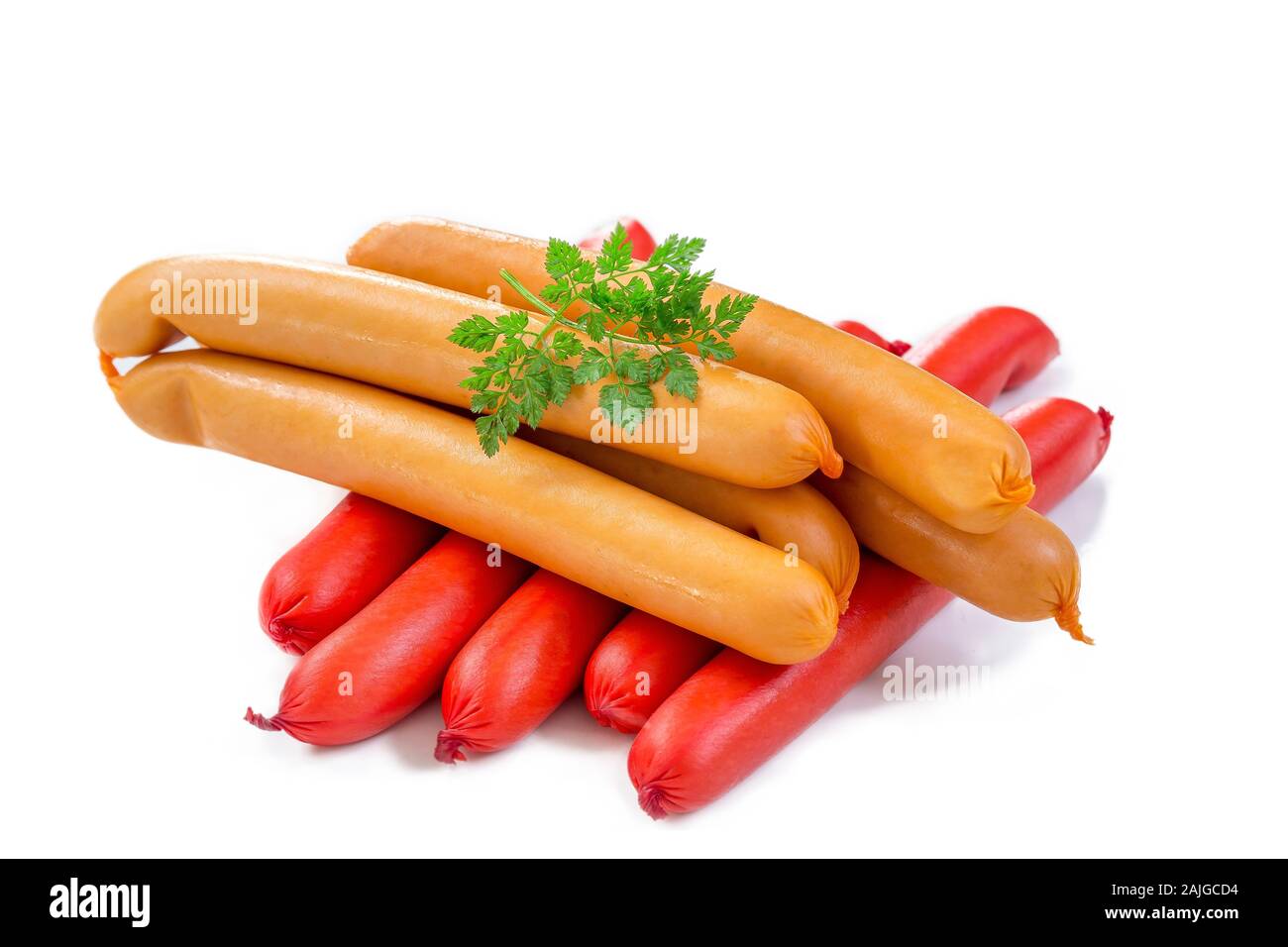 Pile de Strasbourg, Alsace, saucisse de Francfort et on white Banque D'Images Pile de Strasbourg, Alsace, saucisse de Francfort et on white Banque D'Images