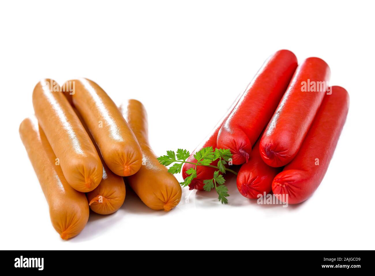 Pile de Strasbourg, Alsace, saucisse de Francfort et on white Banque D'Images Pile de Strasbourg, Alsace, saucisse de Francfort et on white Banque D'Images