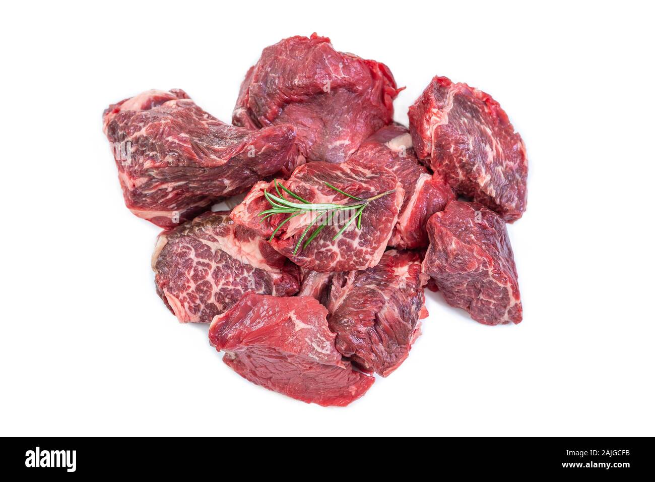 Matières veau en morceaux pour ragoût de boeuf bourguignon Banque D'Images