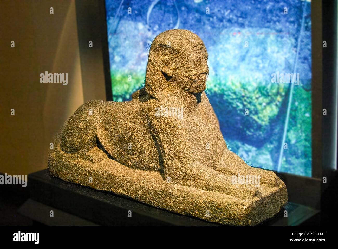 Egypte, Alexandrie, Musée National, un sphinx. Trouvés lors de fouilles sous-marines de Franck Goddio et affiché dans ses expositions. Banque D'Images
