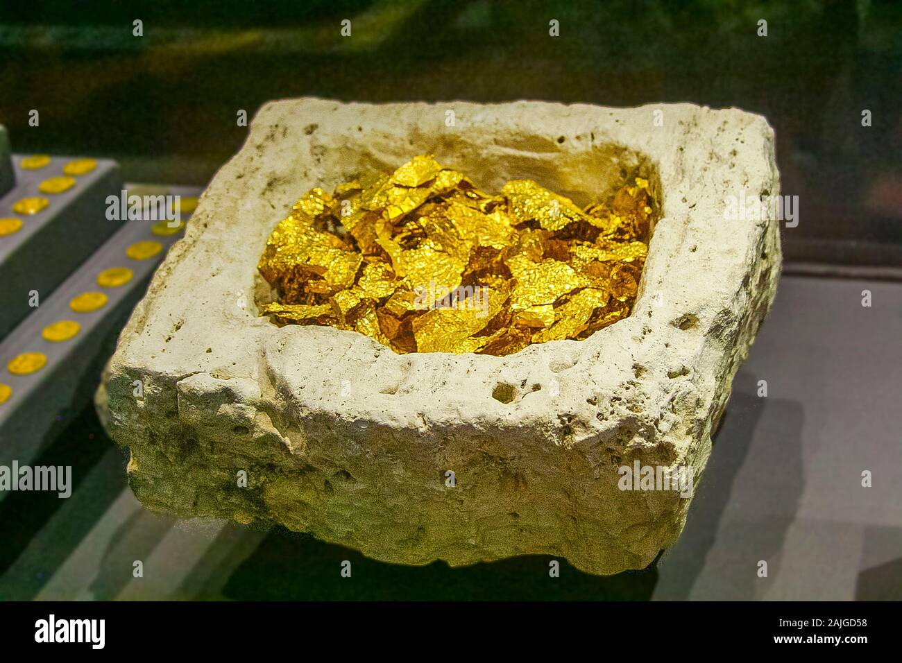 Egypte, Alexandrie, Musée National, des pièces d'or. Trouvés lors de fouilles sous-marines de Franck Goddio et affiché dans ses expositions. Banque D'Images