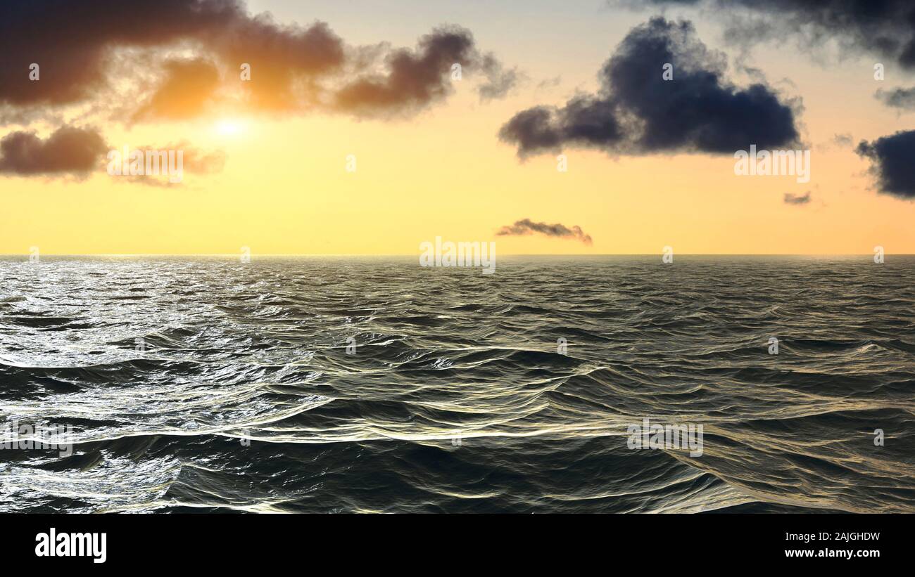 Horizon de la mer au coucher du soleil dans l'Atlantique Banque D'Images