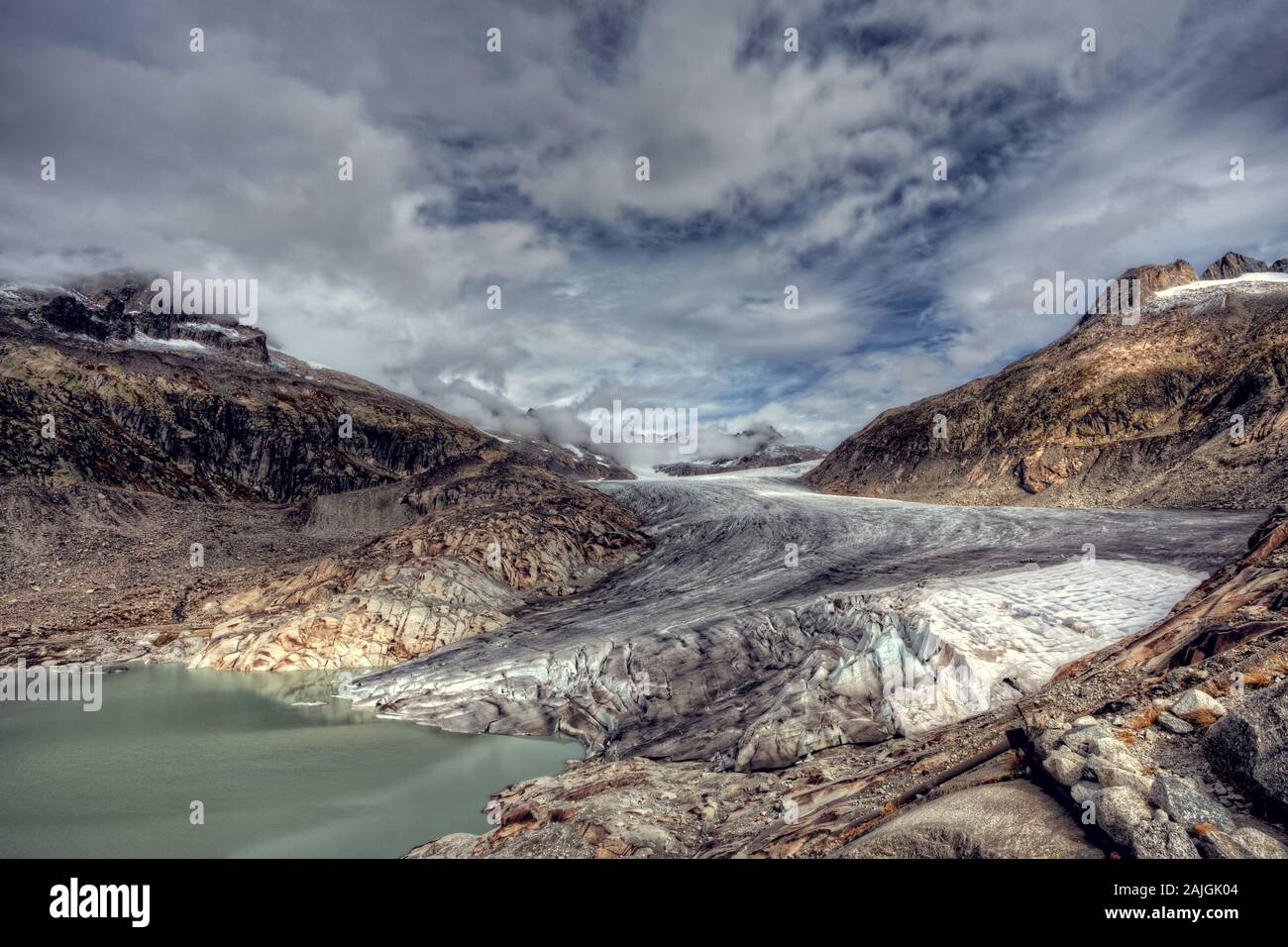 La région des Alpes de la Suisse. Vue panoramique du glacier du Rhône en Suisse Banque D'Images