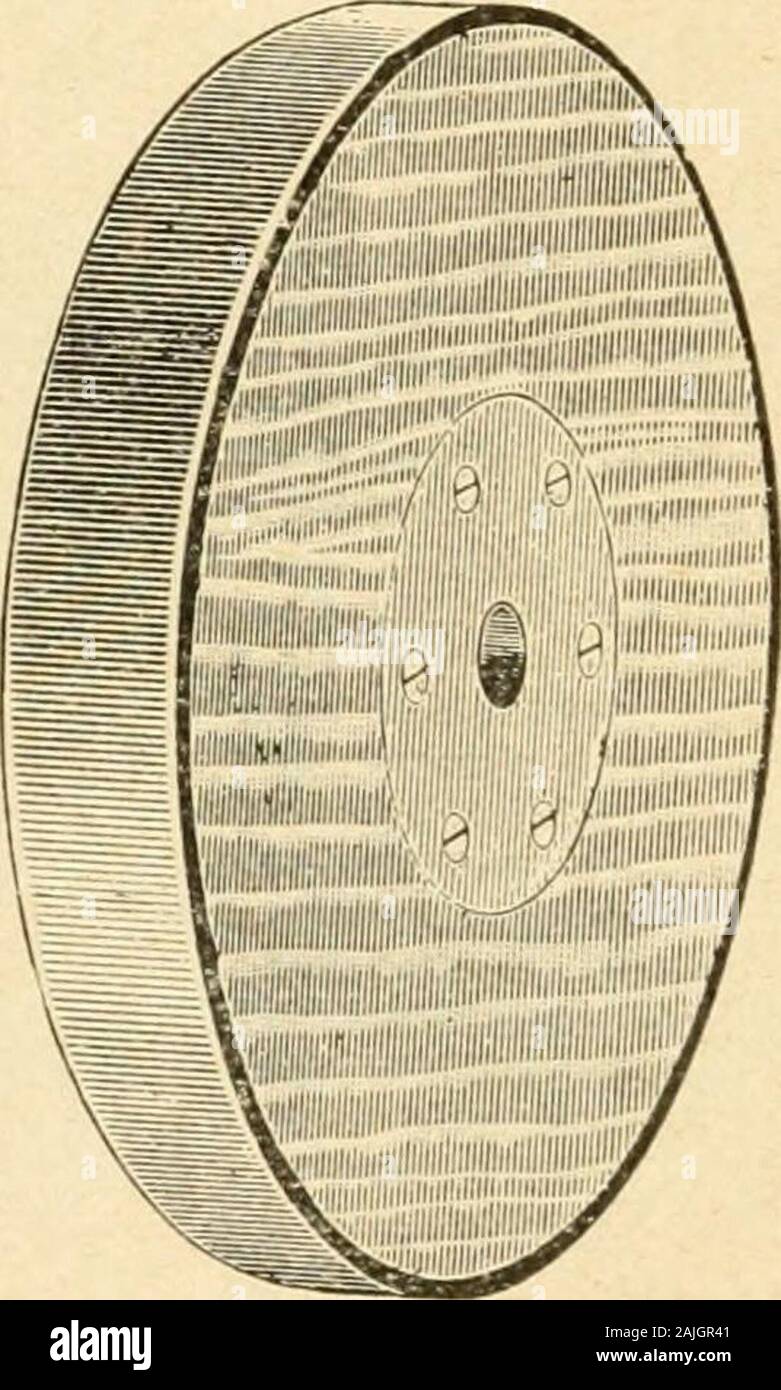 Galvanoplastie moderne Les principes impliqués dans le dépôt d'or, argent, nickel, cuivre, laiton et autres métaux, à l'aide de piles ou dynamos ; la préparation et la gestion des bains de placage, les produits chimiques utilisés, etc . comme awheel bien fait avec une colle de caoutchouc souple et légère augmentation du coût qu'est plus que compensé par speedin le polissage. C'est une question que chaque polisseuse willdecide pour lui-même, selon la nature de son travail.Canvas roues sont mis en place comme des roues en bois. Thegrade d'Emery dépendra de la nature de l'être fait workto. Si grossier et très rugueuses les surfaces sont fer Banque D'Images