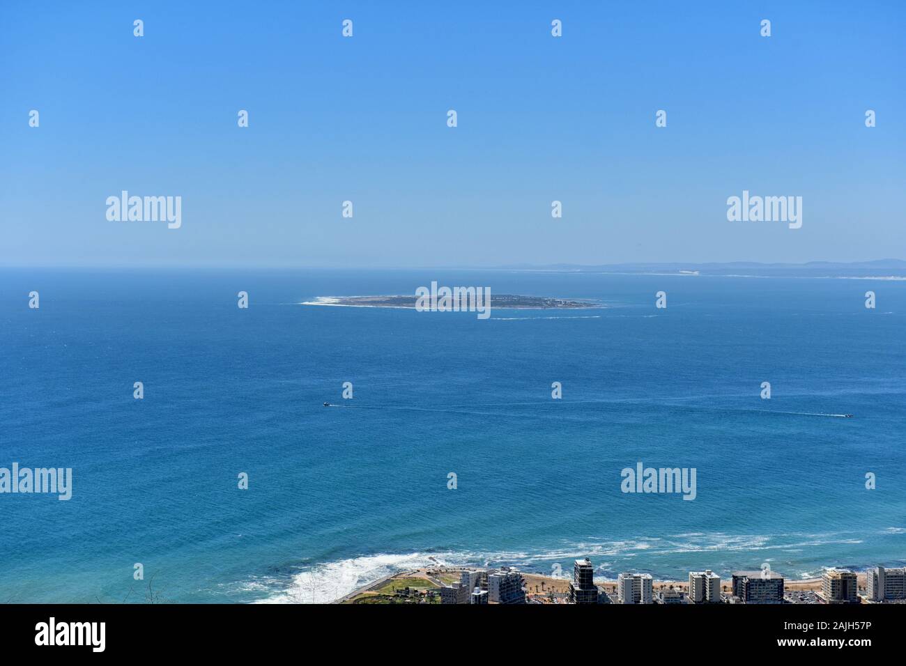 Robben Island vue de signal Hill, Cape Town, Afrique du Sud Banque D'Images