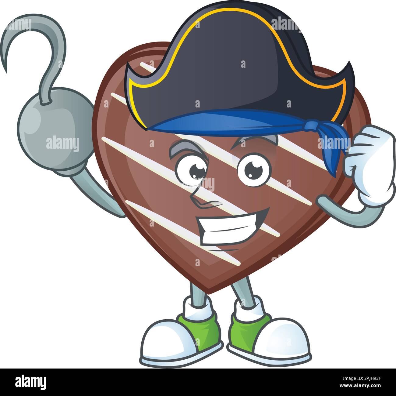 Une main fraîche bandes Pirates Bar chocolat personnage wearing hat Illustration de Vecteur