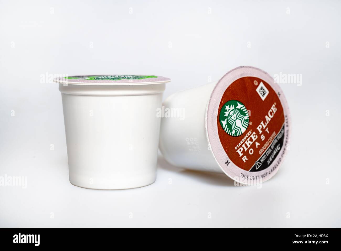 L'alimentation K Cup Coffee pods en plastique à usage unique Starbucks café Keurig Banque D'Images